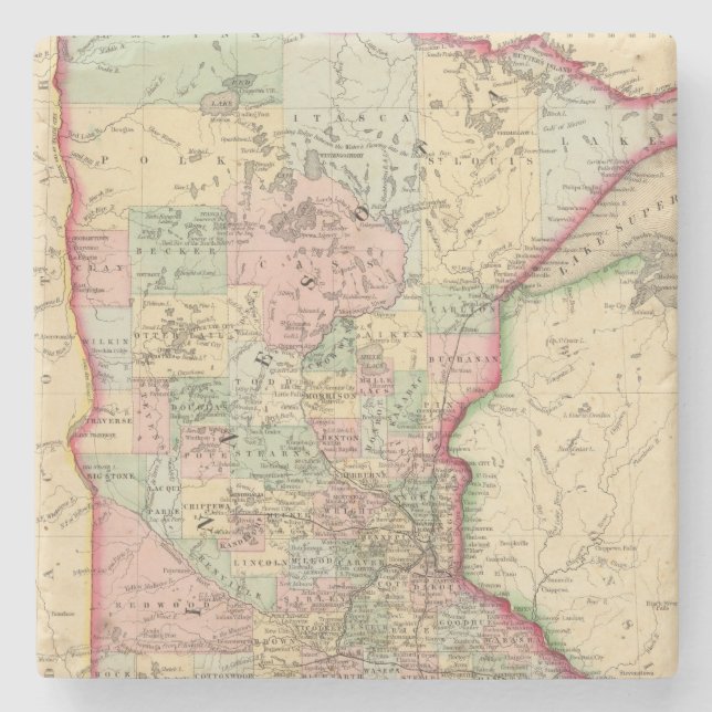 Posavasos De Piedra Mapa de Minnesota de Mitchell (Anverso)