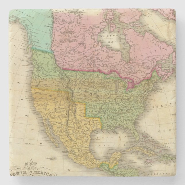 Posavasos De Piedra Mapa de Norteamérica 3 (Anverso)