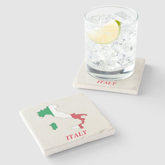 Posavasos De Piedra Mapa de piedra de la bandera de Italia del (Lateral)