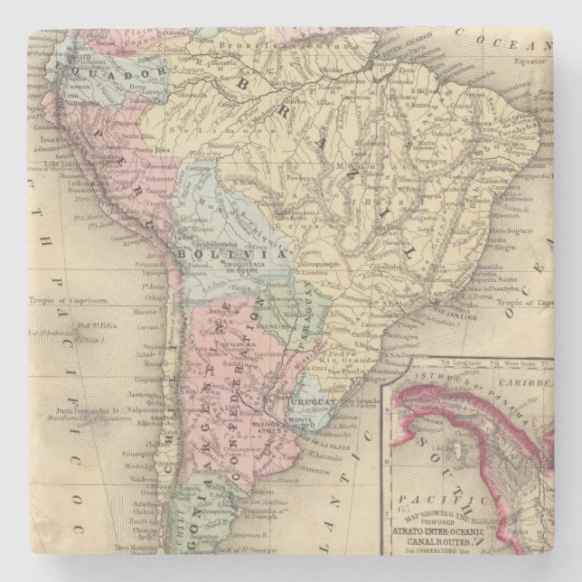Posavasos De Piedra Mapa de Suramérica de Mitchell (Anverso)