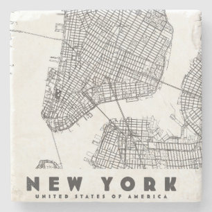 Posavasos De Piedra Mapa de viaje vintage de la ciudad de Nueva York