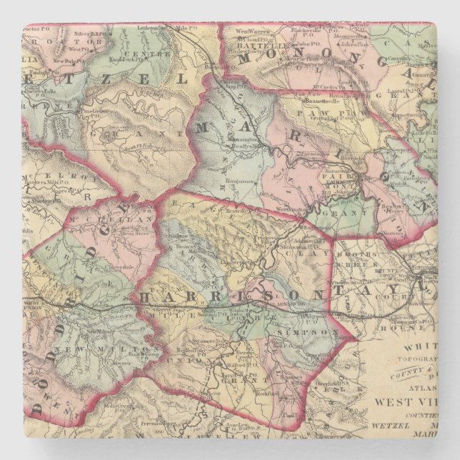 Posavasos De Piedra Mapa de Winfield, Virginia Occidental (Anverso)