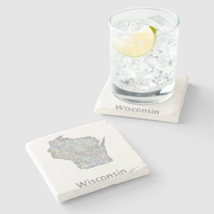 Posavasos De Piedra Mapa de Wisconsin