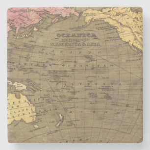 Posavasos De Piedra Mapa del atlas coloreado de la mano de Oceanica