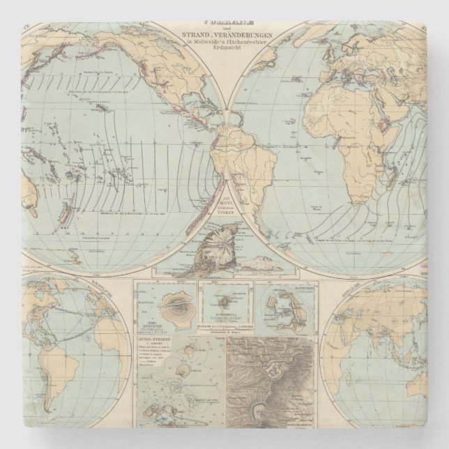 Posavasos De Piedra Mapa del atlas del DES Erdinnern de Thatigkeit (Anverso)