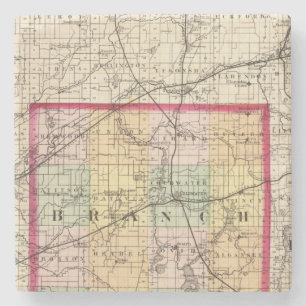 Posavasos De Piedra Mapa del condado de Branch, Michigan