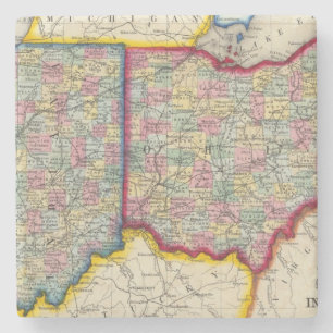 Posavasos De Piedra Mapa del condado de Ohio, y de Indiana
