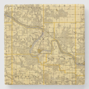 Posavasos De Piedra Mapa del condado de Van Buren, estado de Iowa