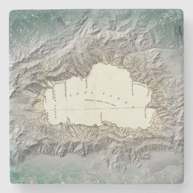 Posavasos De Piedra Mapa del lago Tahoe (Anverso)