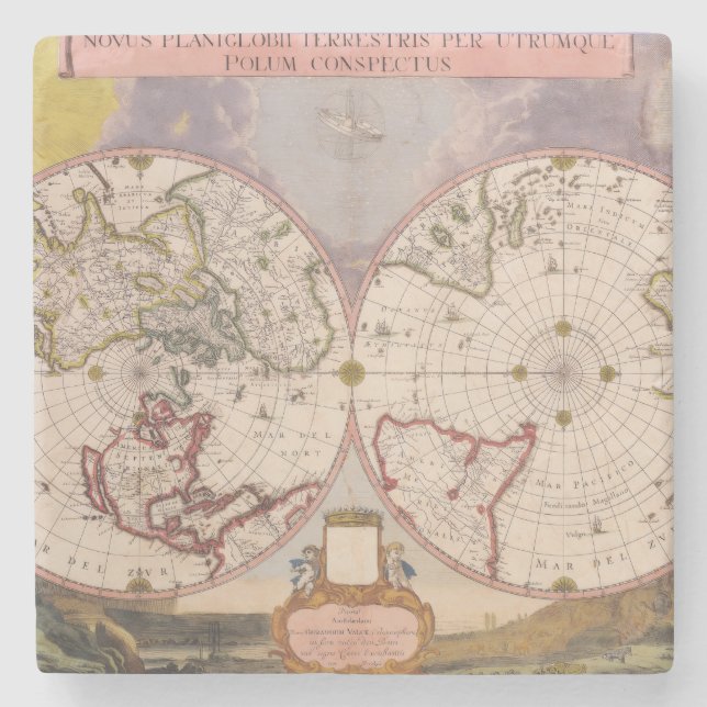 Posavasos De Piedra Mapa del Mundo Antiguo (Anverso)
