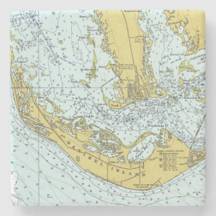 Posavasos De Piedra Mapa del vintage de la isla de Sanibel
