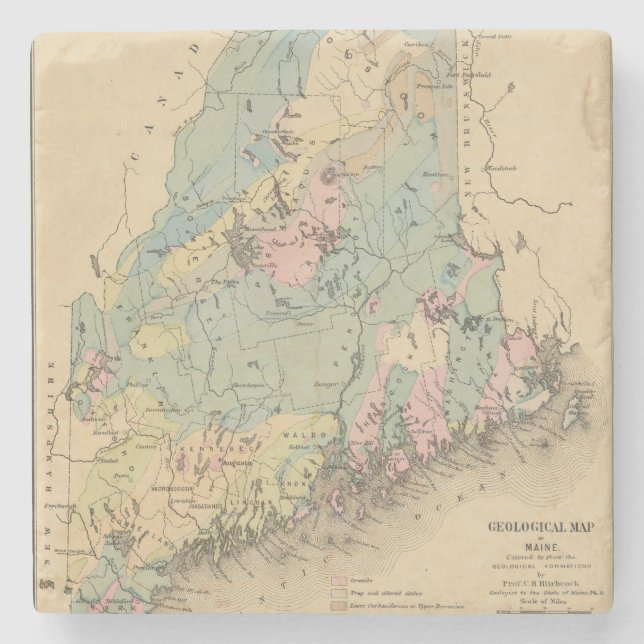 Posavasos De Piedra Mapa geológico de Maine (Anverso)