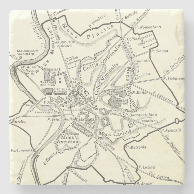 Posavasos De Piedra Mapa histórico de la ciudad de Roma (Anverso)