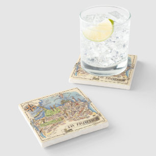 Posavasos De Piedra Mapa Ilustrado Antiguo de San Francisco