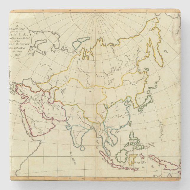 Posavasos De Piedra Mapa llano Asia (Anverso)