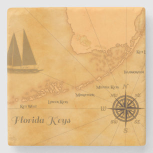 Posavasos De Piedra Mapa náutico de las llaves de la Florida del