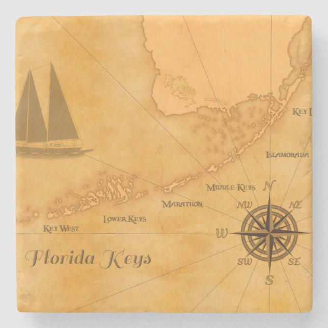 Posavasos De Piedra Mapa náutico de las llaves de la Florida del (Anverso)