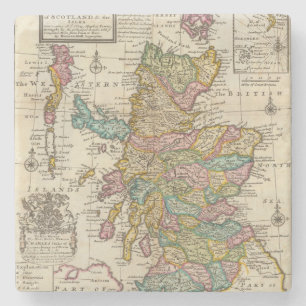 Posavasos De Piedra Mapa nuevo y correcto de Escocia y de las islas