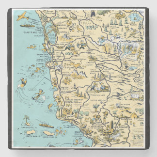 Posavasos De Piedra Mapa pictórico de época de California