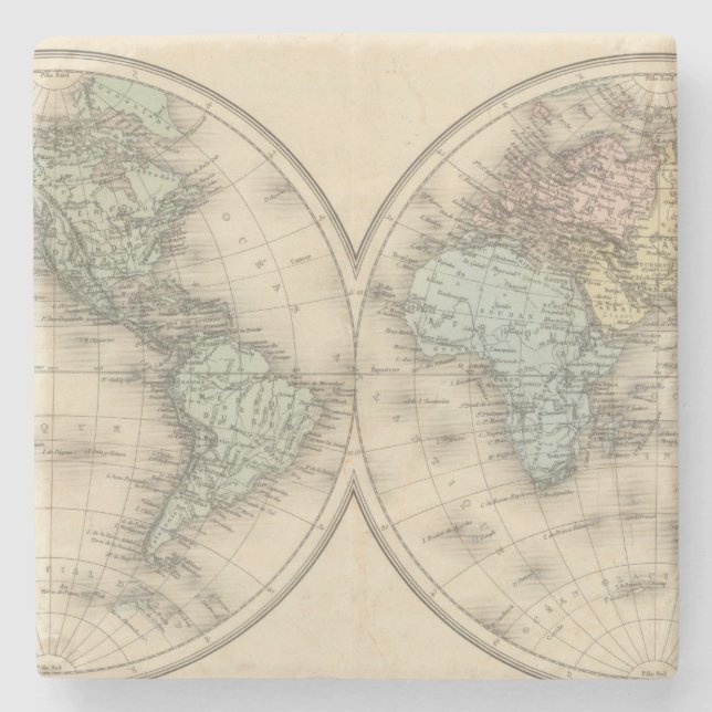 Posavasos De Piedra Mapas del mundo (Anverso)