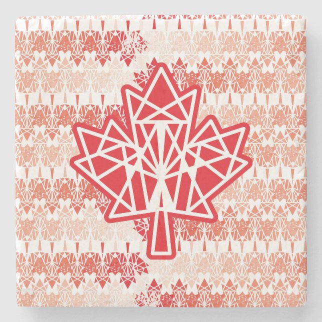 POSAVASOS DE PIEDRA MAPLE MADE WITH TRIANGLES CANADA FLAG BY MASANSER (Anverso)