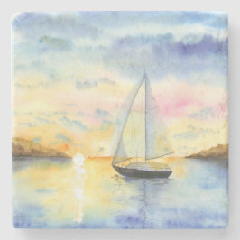 Posavasos De Piedra Mar al atardecer