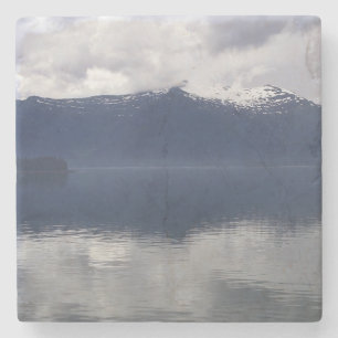 Posavasos De Piedra Mar de Alaska brumoso en tonos azules