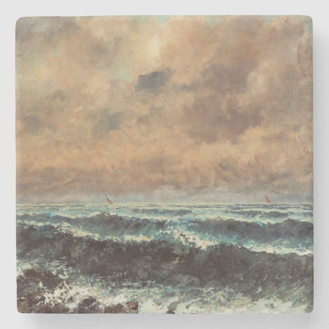 Posavasos De Piedra Mar de Otoño - Gustave Courbet (Anverso)