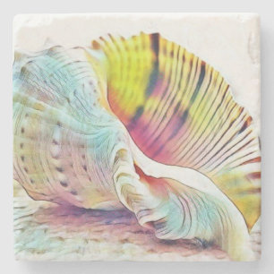 Posavasos De Piedra Maravillas amarillas y azules rosadas acuarela pin