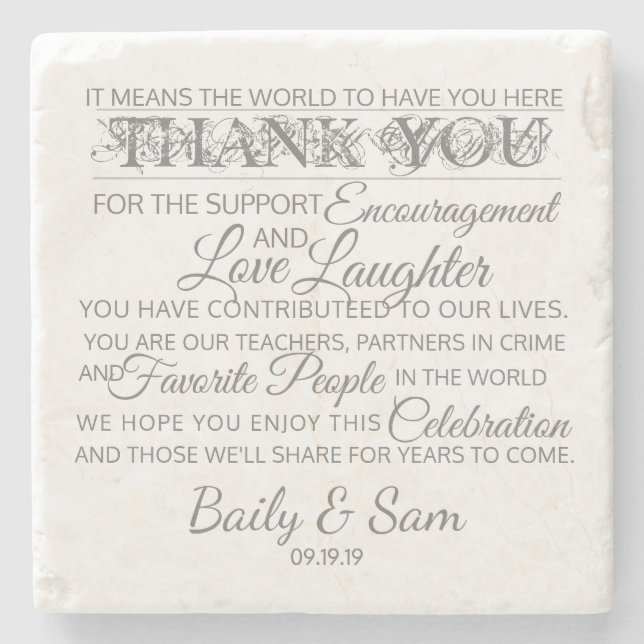 Posavasos De Piedra Marble Boda Coasters (Anverso)