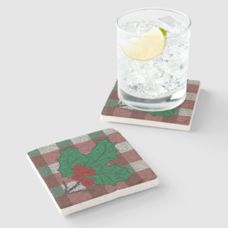 Posavasos De Piedra Marble de Gingham de los años 1940