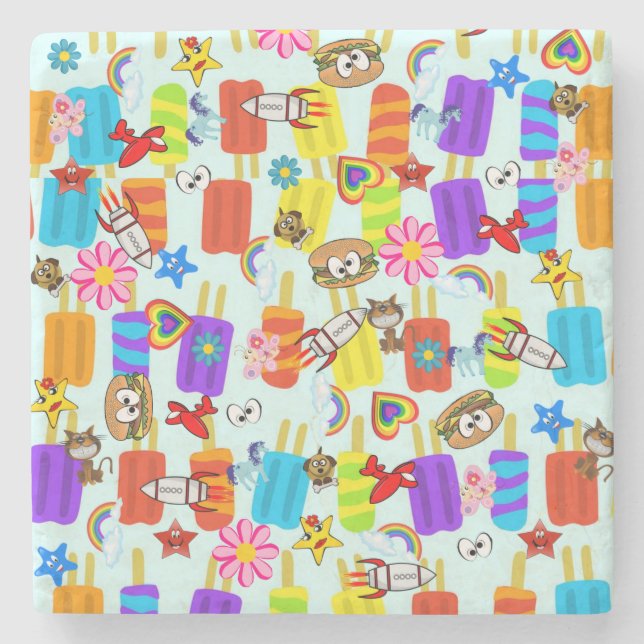 Posavasos De Piedra Marble Stone Coaster Aliens Astronauta Spaceships (Anverso)