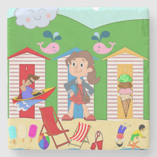 Posavasos De Piedra Marble Stone Coaster Beach Fun Ice Crema