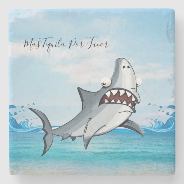 Posavasos De Piedra Marble Stone Coaster Ocean Shark (Anverso)