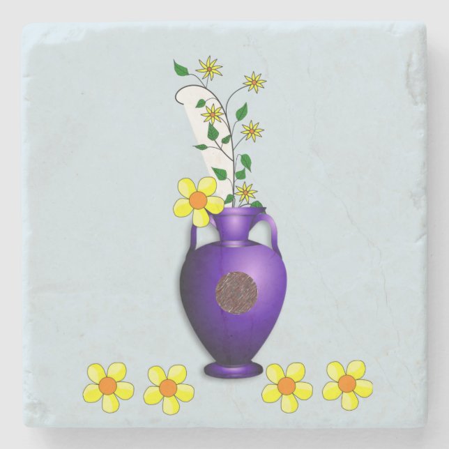 Posavasos De Piedra Marble Stone Coaster Sunflower (Anverso)