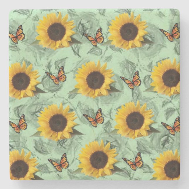 Posavasos De Piedra Marble Stone Coaster Sunflower (Anverso)