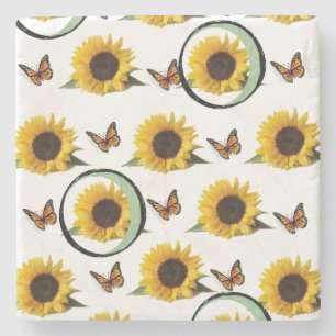 Posavasos De Piedra Marble Stone Coaster Sunflower