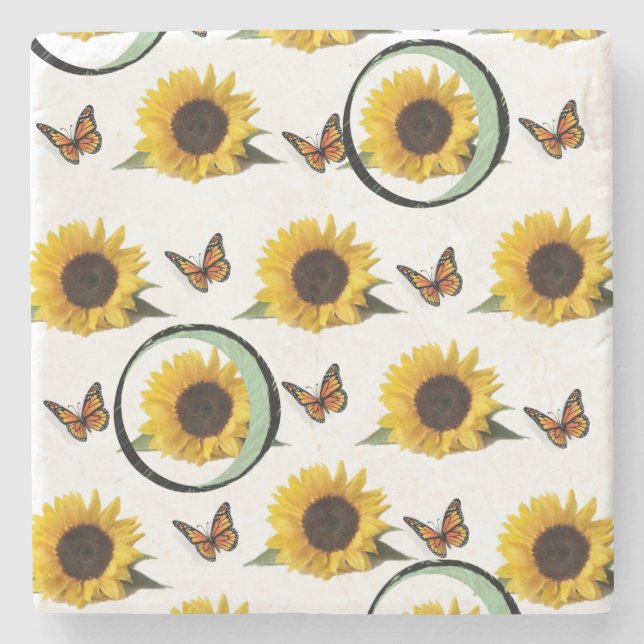 Posavasos De Piedra Marble Stone Coaster Sunflower (Anverso)