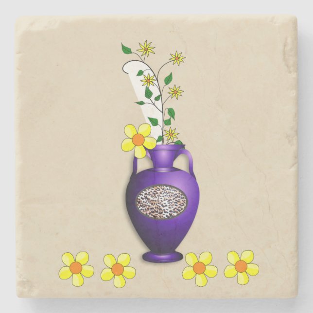 Posavasos De Piedra Marble Stone Coaster Sunflower (Anverso)