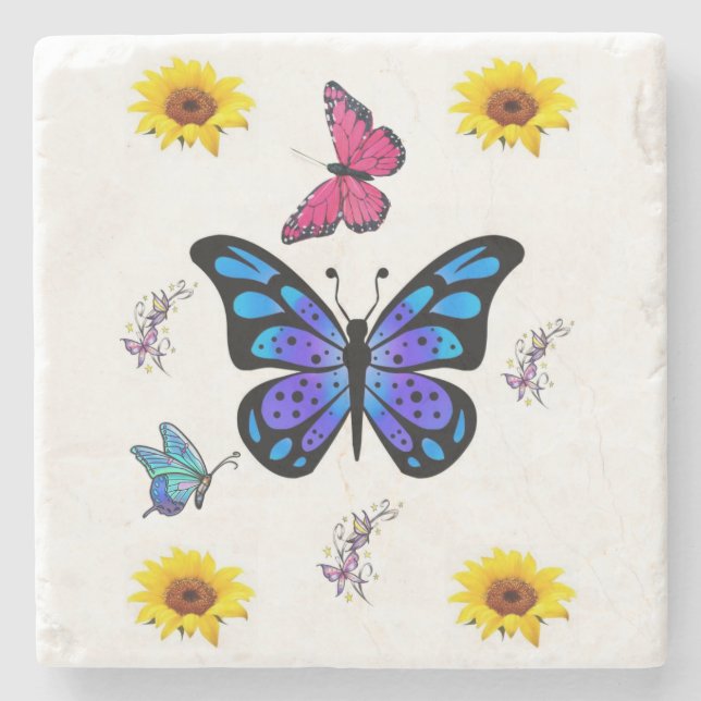 Posavasos De Piedra Marble Stone Coaster Sunflower (Anverso)