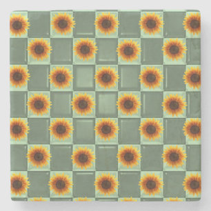 Posavasos De Piedra Marble Stone Coaster Sunflower