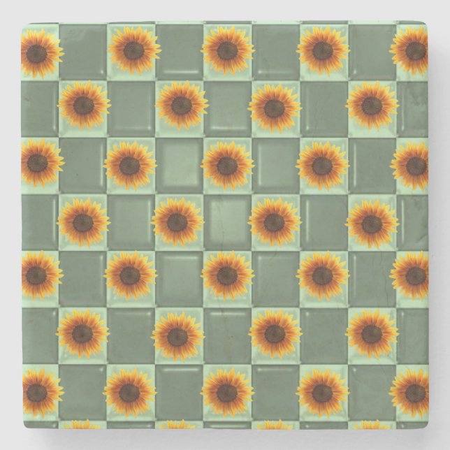 Posavasos De Piedra Marble Stone Coaster Sunflower (Anverso)