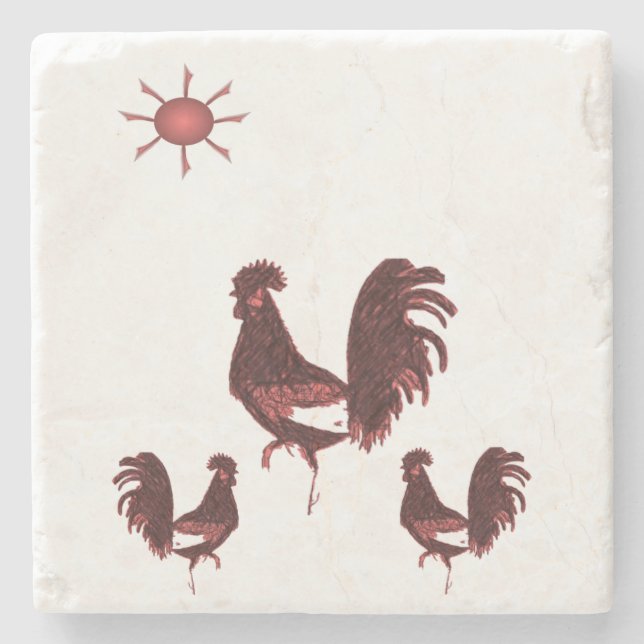 Posavasos De Piedra Marble Stone Rooster (Anverso)