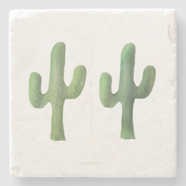 Posavasos De Piedra Marble Trivet | Conjunto Cacti (Anverso)