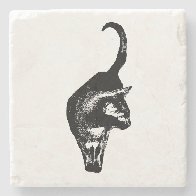 Posavasos De Piedra Marca de gato fuerte (Anverso)