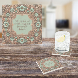 Posavasos De Piedra Marco de cobre y turquesa Fillagree personalizable
