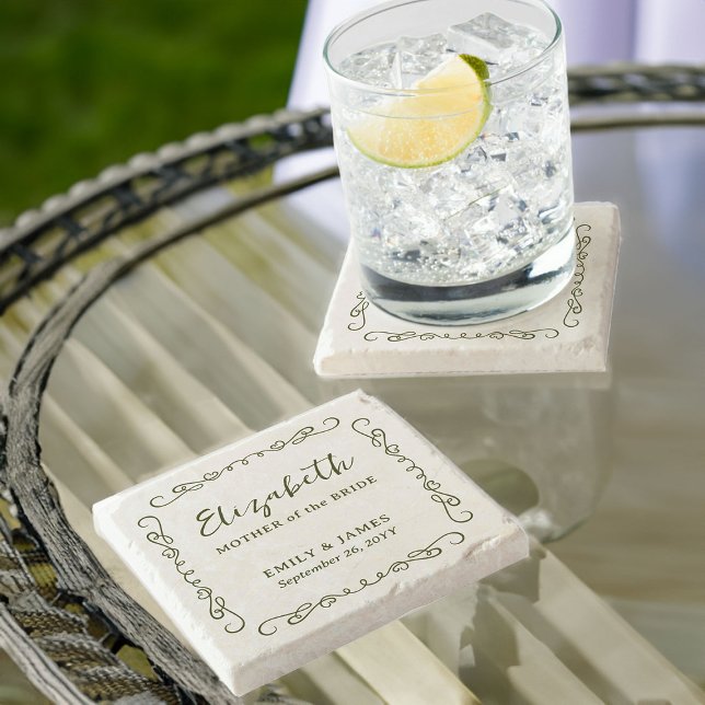 Posavasos De Piedra Marco de doodle caprichoso cualquier regalo de Bod (Wedding Coasters - customize to any color and for anyone in your wedding party)