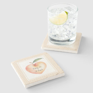 Posavasos De Piedra Marco de Fruta de Melocotón Corazón