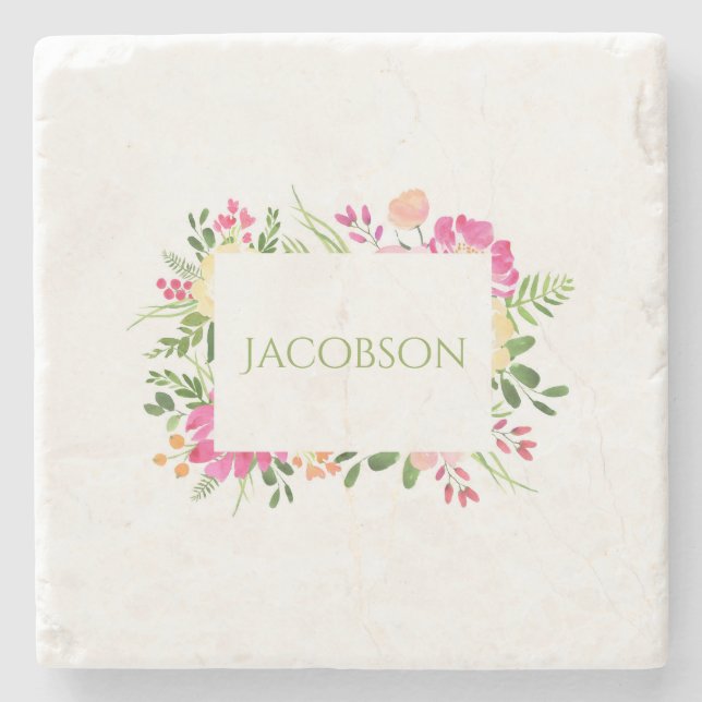 Posavasos De Piedra Marco de primavera - Pascua de piedra Personalizad (Anverso)