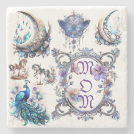 Posavasos De Piedra Marco floral de mamá